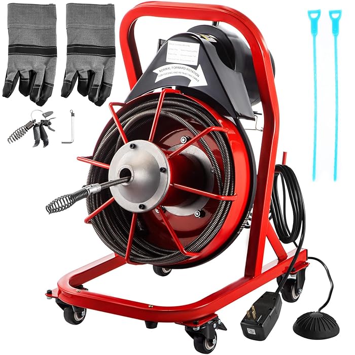 Buy VEVOR Electric Drain Auger, 75' x 1/2", 370W Drain Cleaner Machine