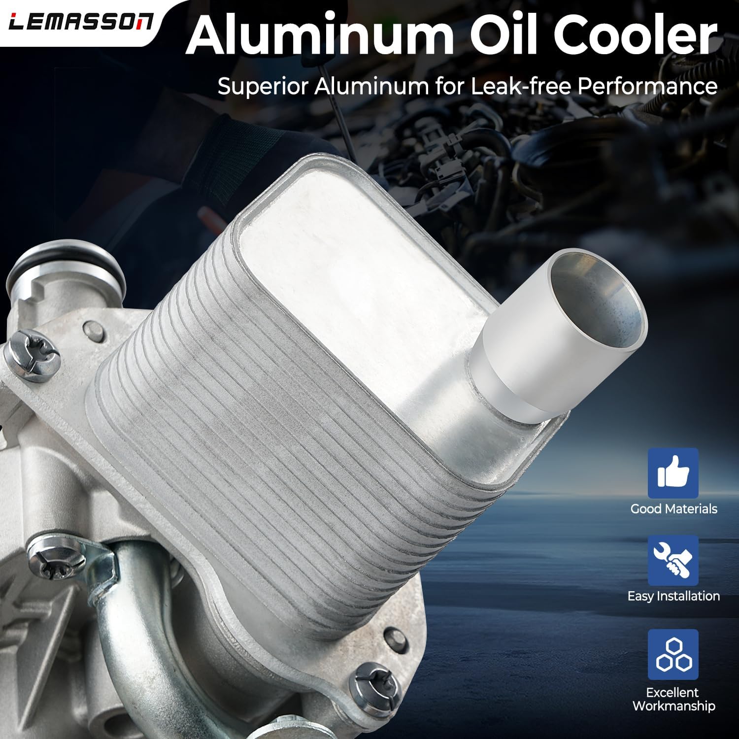 Upgrade Aluminum Engine Oil Cooler Filter Housing Assembly Adapter with Insert, Gasket, Cap Compatible with 2011-2021 Chevy Cruze Sonic Trax, Buick Encore 1.4L Turbo Replace 918-428 55566784 55565388