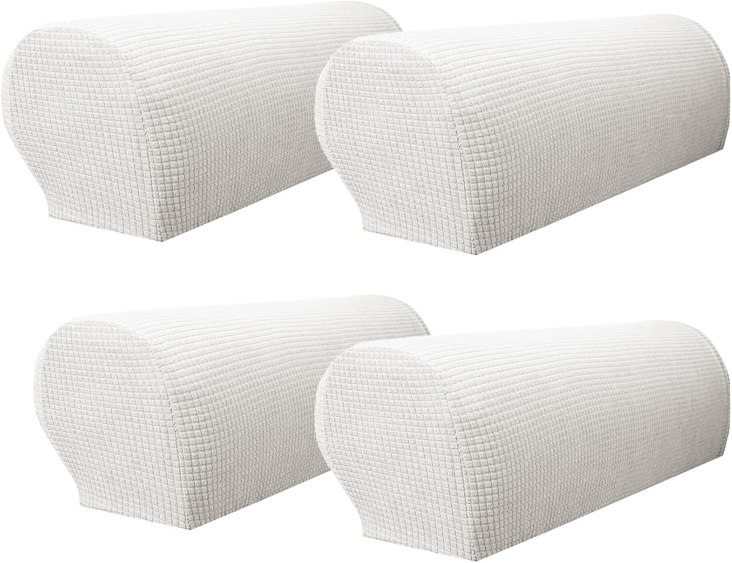 Set of 4 Non-Slip Armchair Covers Couch Arm Rest Cover Stretch Chair Arm Caps Couch Arm Protector Slipcovers for Home Office Recliner Sofa Loveseat,Off White