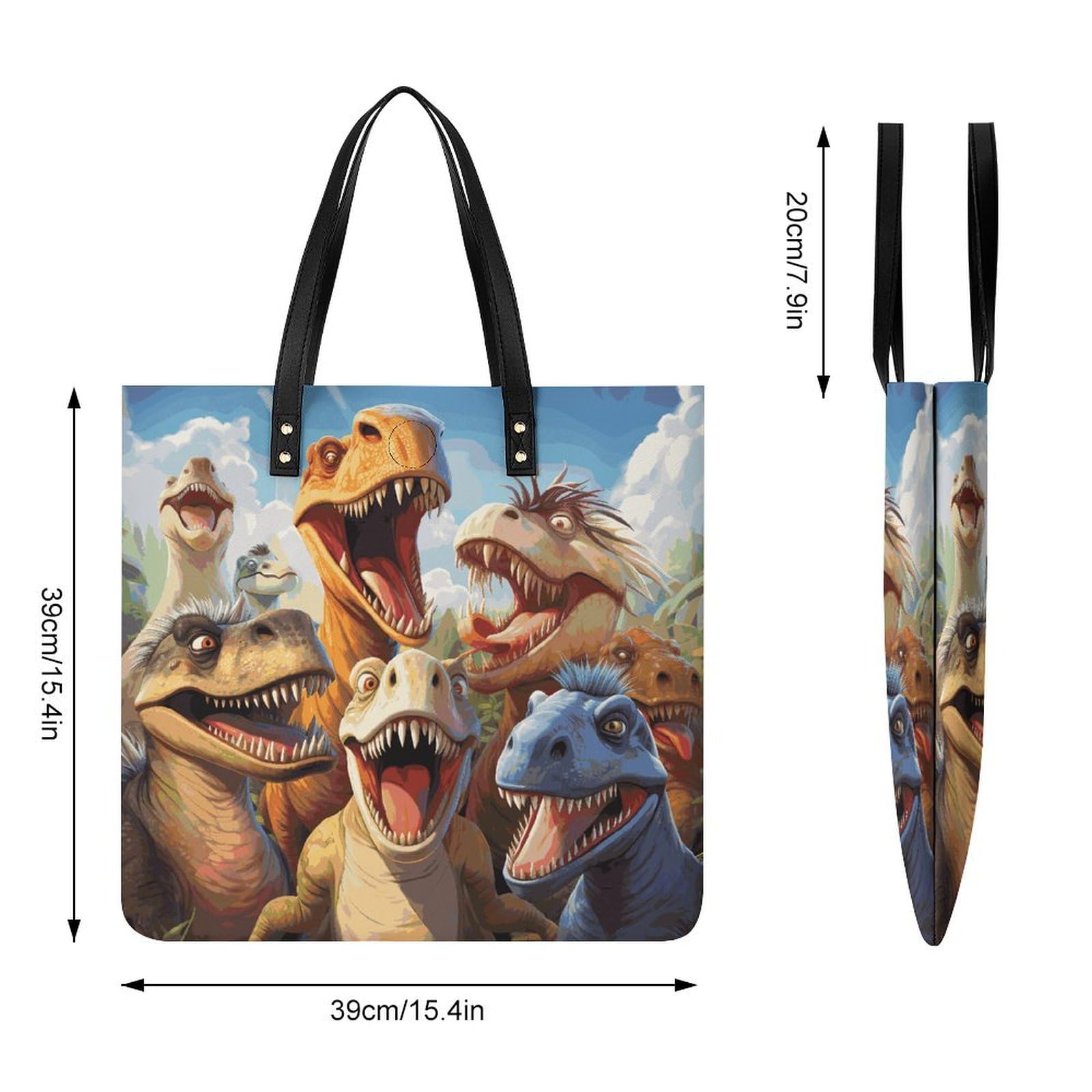 Dinosaurs Selfie Large Leather Handbags Women Fashion Handbag Multifunctional Travel Bag It Is A Great Gift for Mothers, Teachers, Friends, Bridesmaids