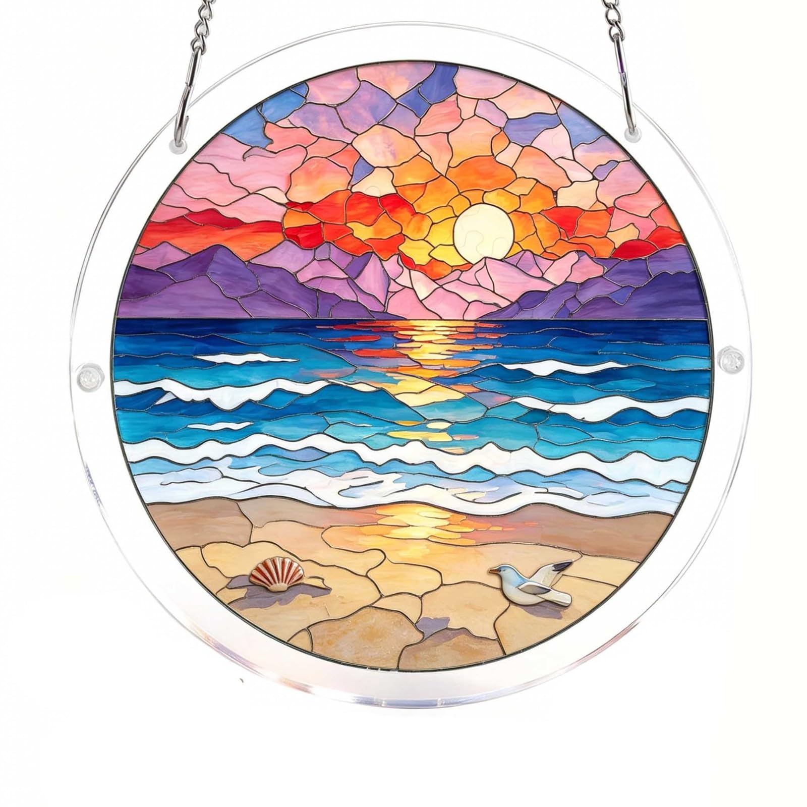 Acrylic Puzzles Suncatcher, 7.4 Inch Suncatcher Puzzle Garden Decoration, DIY Stained Glass Effect Sun Catcher Kit Window Hanging for Adults (B) — view 11