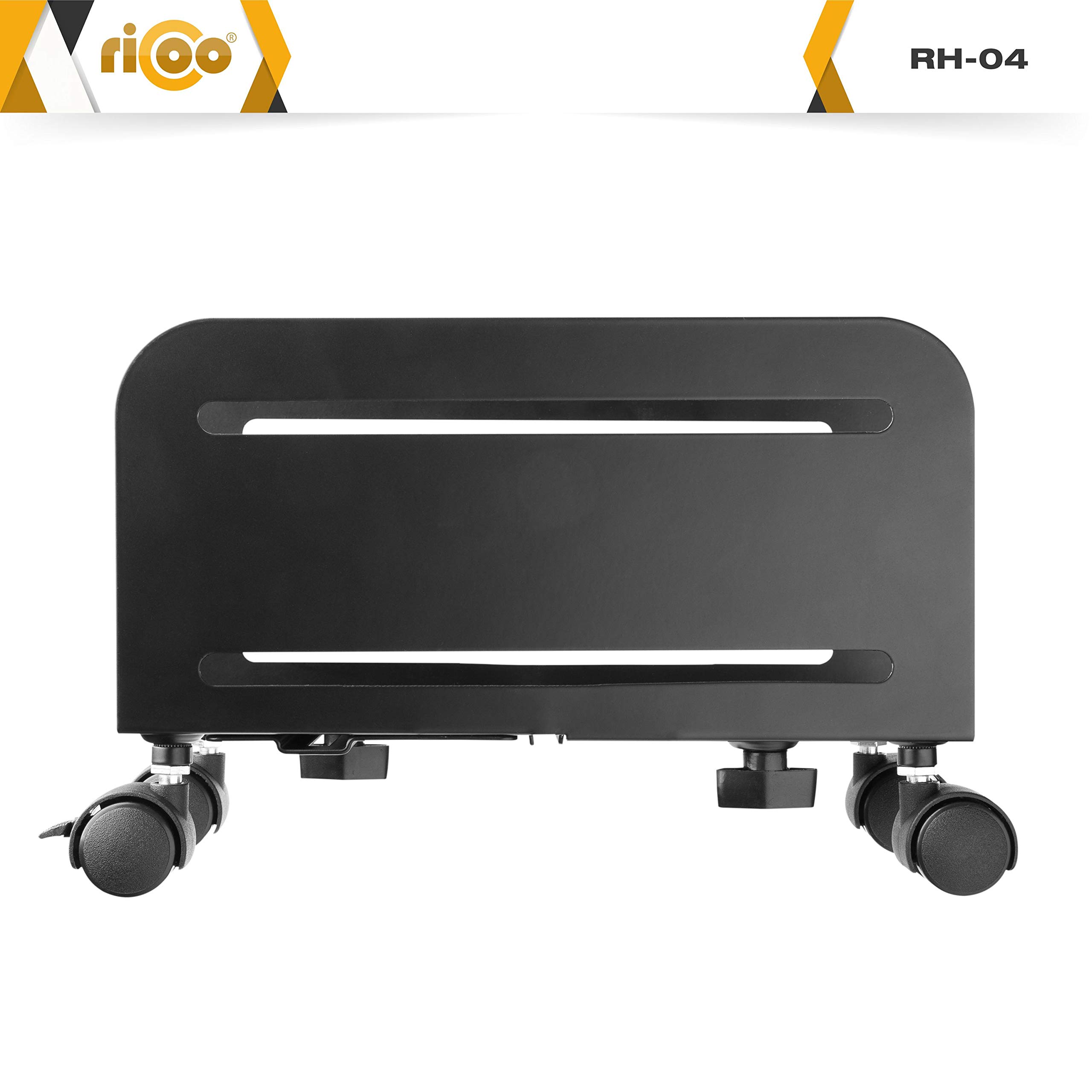 Image secondaire de RICOO Support de boîtier PC RH-04 à roulettes Chariot Gaming Tour d'ordinateur Roues verouillable Largeur réglable réhausseur Mo