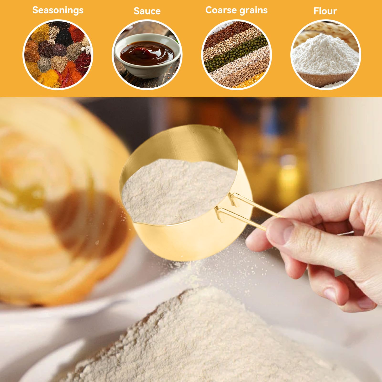 8 Tazze e Cucchiai Dosatori Professionali con Scala Graduata, Set di Misurini e Cucchiai in Metallo, Controllo Accurato delle Porzioni Con Scala da 1.25ml a 250ml
