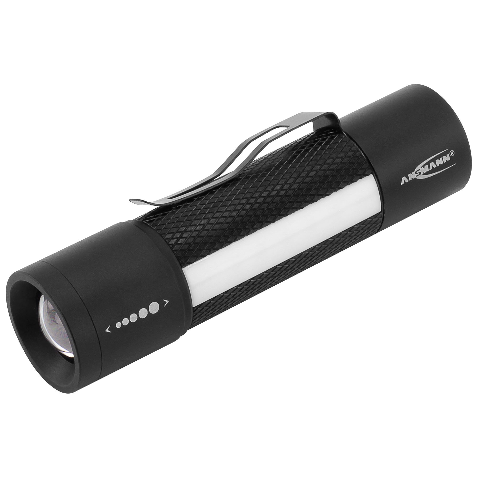 ANSMANN LED Torch, 220 Lumens Flashlight with 3 Modes Including Zoom Focus, Work Light & Signal Flashing [Red] Torch Light with Magnet Includes 3 x AAA Batteries 3 Year Warranty 1600-0137