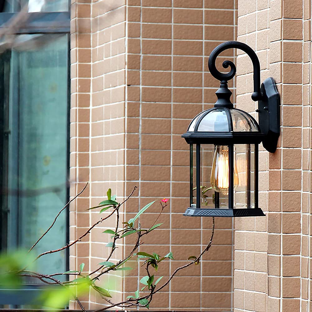 lampa wisząca, Oświetlenie zewnętrzne domu, wodoodporna lampa na werandę, zewnętrzna ścienna 60 W, matowoczarne kinkiety, E27
