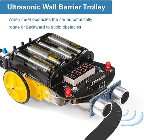 Miniatura 3 de Kit de práctica de soldadura inteligente para automóvil, kit de soldadura de robot de automóvil pequeño, carrito inteligente de medición de
