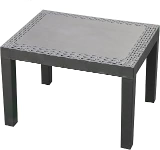 Spetebo Gartentisch anthrazit mit Rattan Optik - 59 x 46 cm - Kunststoff Garten Beistelltisch - Balkontisch Terrassentisch Esstisch klein wetterfest für Außen