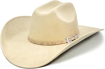 FLUFFY SENSE. Cowboy Hat for Women and Men with Shapeable Wide Brim - Felt Cattleman Western Hats for Cowboys and Cowgirls