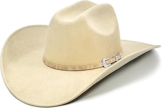 Cowboy Hat for Women and Men with Shapeable Wide Brim - Felt Cattleman Western Hats for Cowboys and Cowgirls