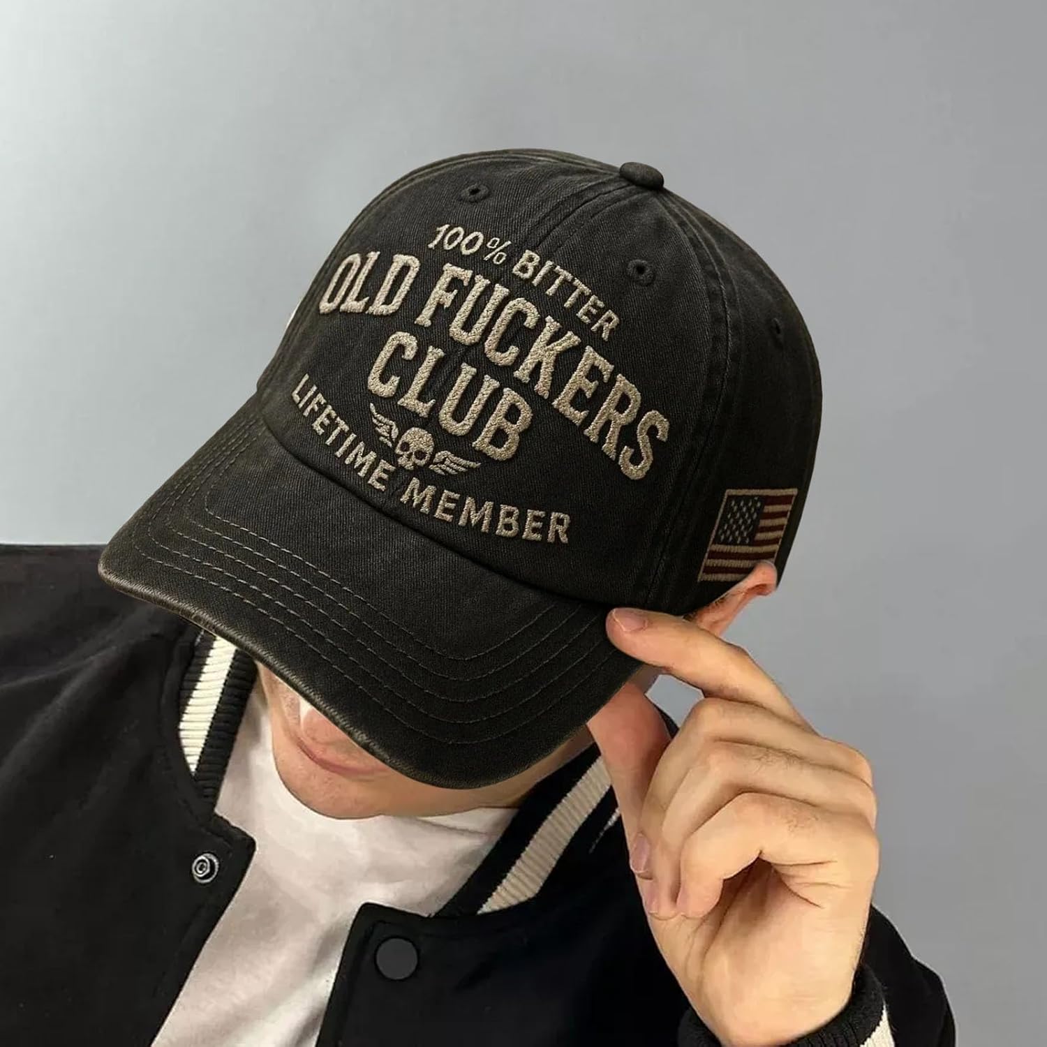 Old Fuckers Club-Baseball Cap, Funny Baseball Cap for Men, 100% Bitter Lifetime Member, Patriotic Anniversary Hat - Image 6