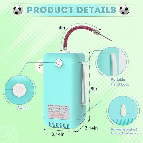 Miniatura 3 de AXHJ Bomba eléctrica de bola para pelotas deportivas, bomba de baloncesto eléctrica de inflado ultrarrápido con batería recargable de 1800 mAh,
