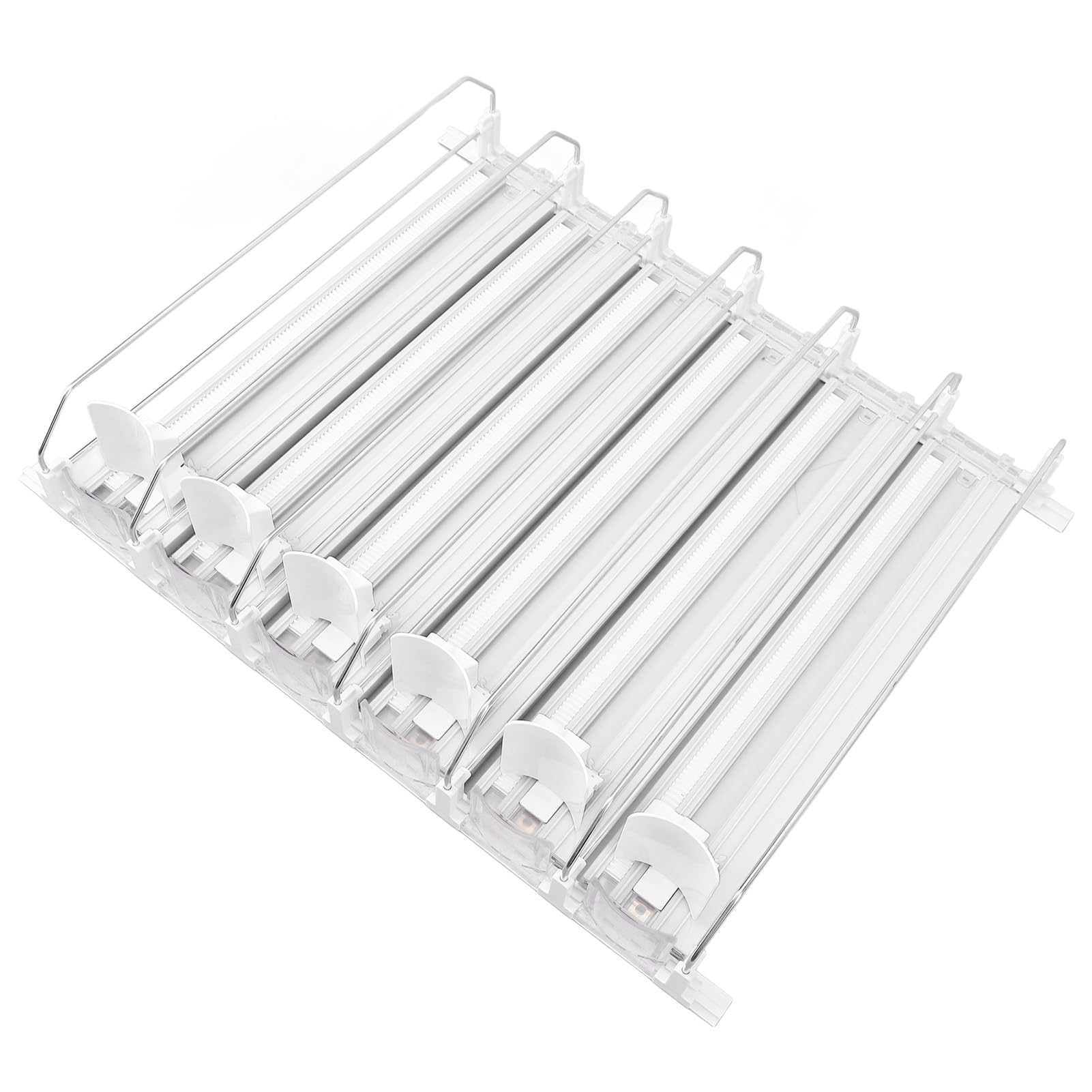Organizador de Bebidas con Riel Deslizante, Dispensador de Latas de Refrigerador Autoempujable para Refrigerador, Organizador de Botellas de Cerveza de Ancho Ajustable, Sostiene