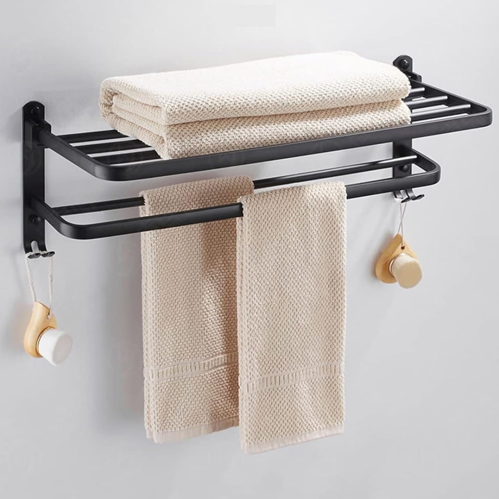 Sulfar Matte Black Bathroom Towel Bar Aluminum Free Punch Towel Rack Holder with Shelf Hooks (20inch, 50cm) (B0CK5J755R) Amazon Price History, Amazon Price Tracker