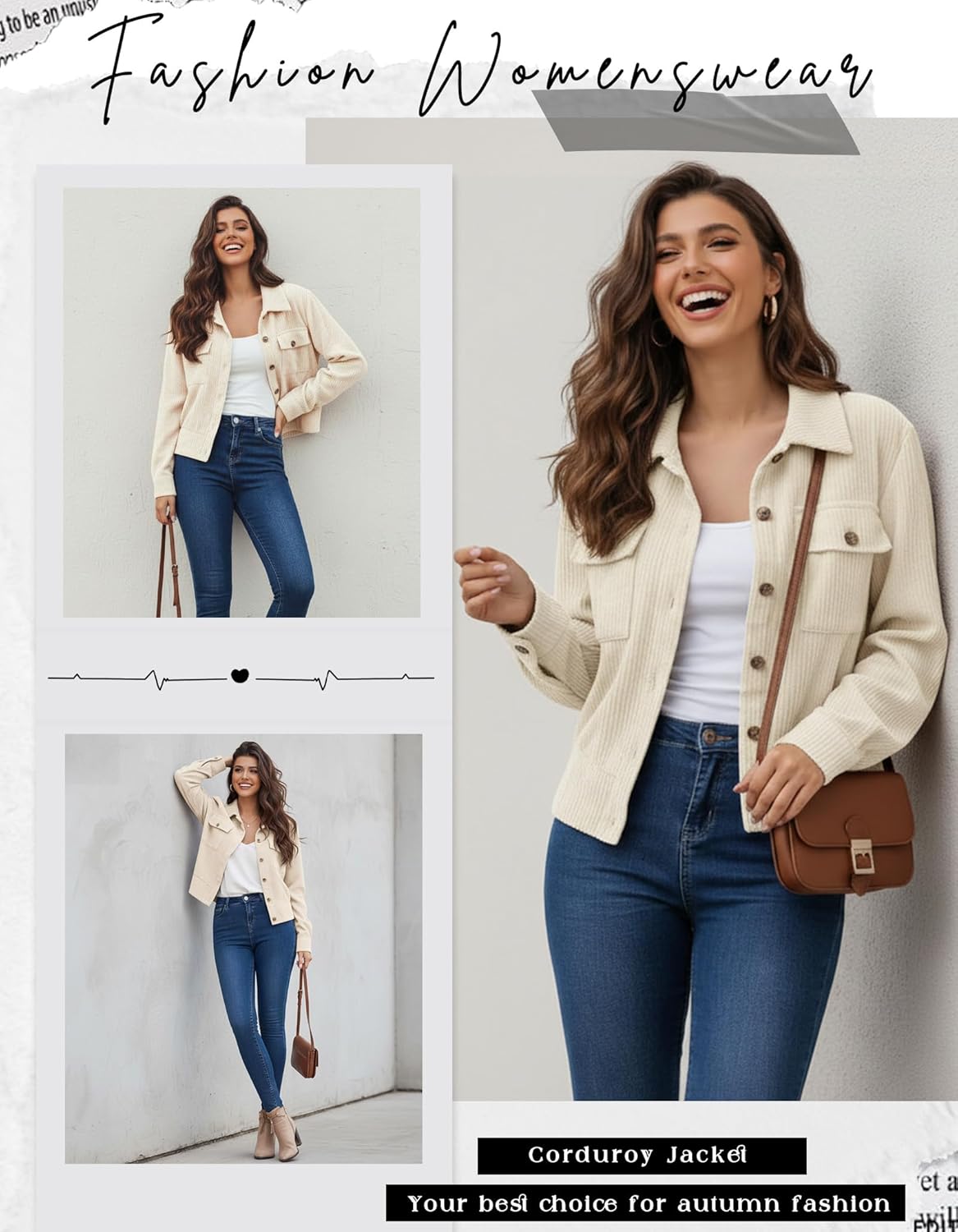 Women Cropped Corduroy Shacket Casual Button Down Jacket Long Sleeve Fashion 2025 Trendy Collared Outfit Fall Winter - Image 4