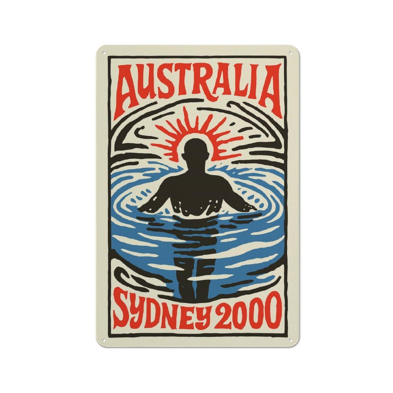 Junmoney Style-7 Metal Wall Sign 30X20cm Featuring Australia Sydney 2000 For Living Room Wall, For Feature Wall Decorators