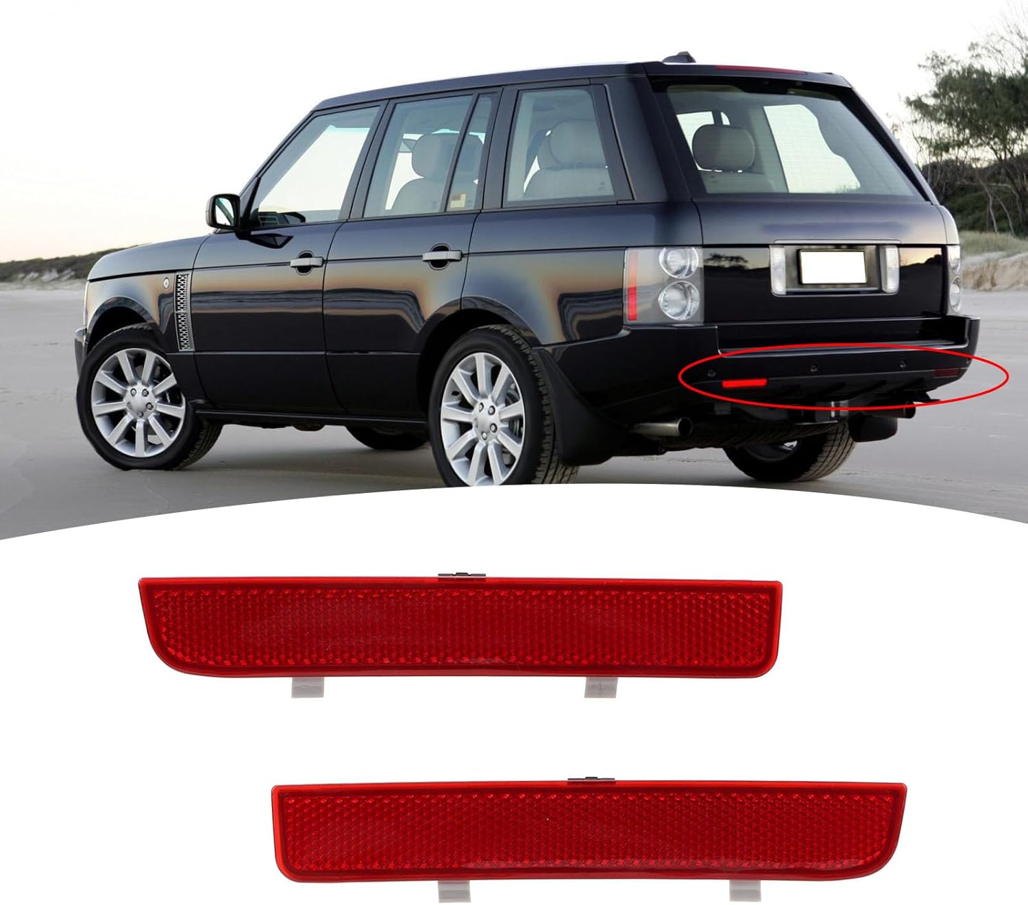 Left and Right Rear Bumper Red Reflector, 1 Pair Rear Bumper Reflector Lr006348 Tail Bumper Marker Reflector Fits For Range Rover 2002–2012, For Freelander 2006–2015