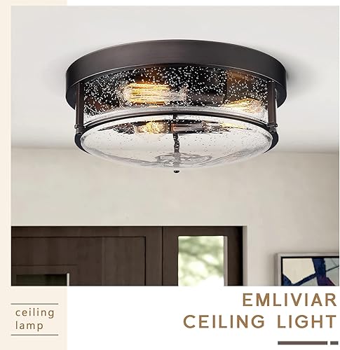 Miniatura 2 de Emliviar GE263MF ORB - Lámpara de techo empotrada de 15 pulgadas, lámpara de techo de 3 luces al aire libre para porche, cocina, sala de estar,
