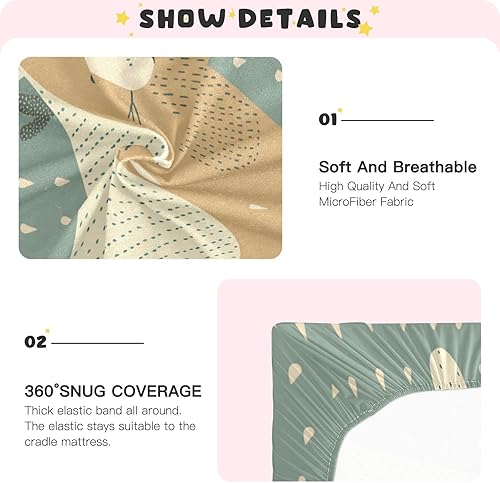 Miniatura 4 de Lindo paquete de sábanas ajustadas de conejo compatibles con otros corralitos, patios de juegos, cunas portátiles y minicunas de 52 x 28 pulgadas