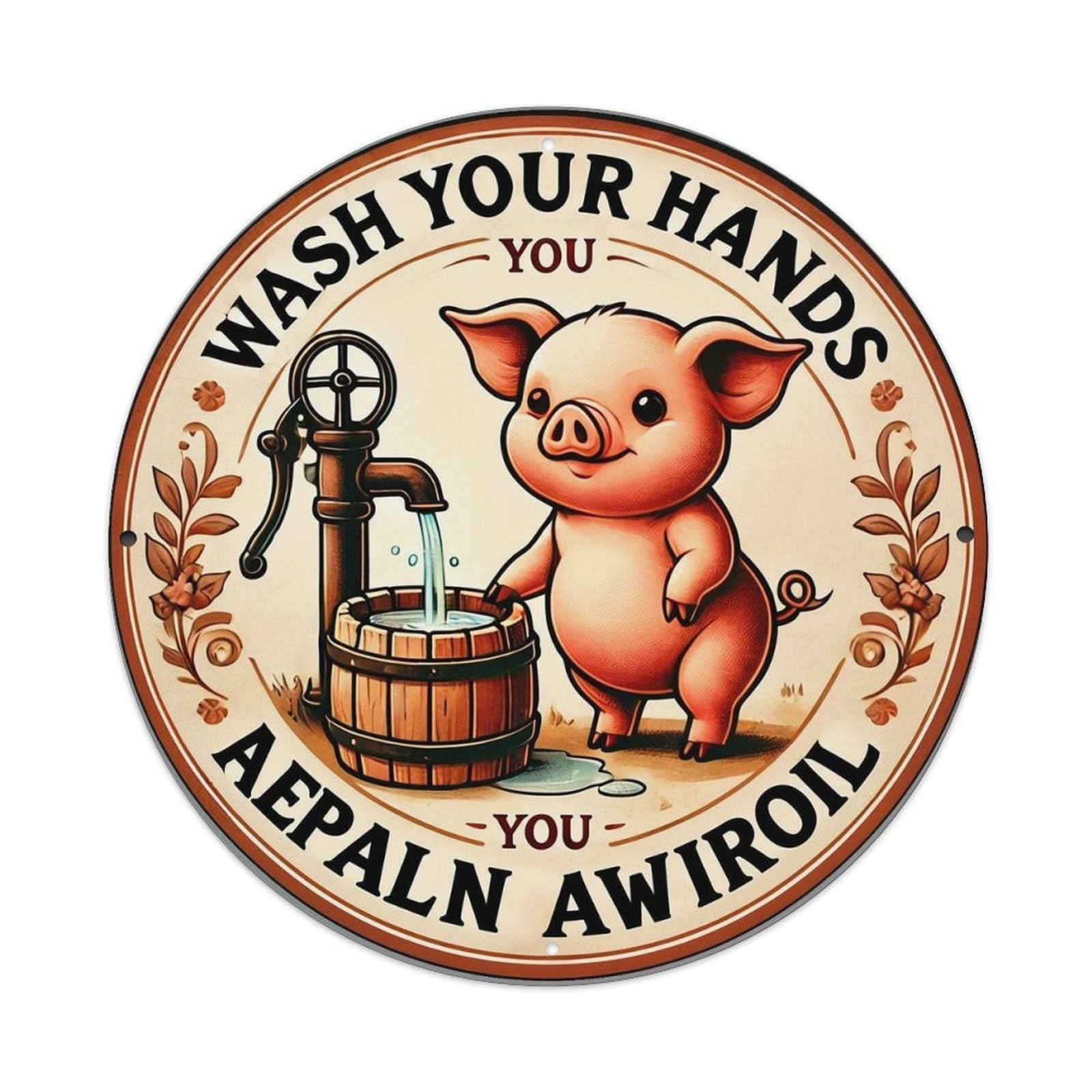Jdyansheng Vintage Wash Your Hands Pig Tin Sign Metal Poster Metal Signs For Home Man Cave Bar Cafe Kitchen Laundry Room Wall Decorations 8X8 Inches