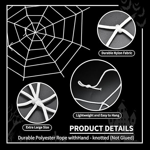 Miniatura 3 de Cuerda de araña gigante de Halloween de 3 pies para decoración de telaraña, accesorios de cinturón elástico redondo de araña falsa para ventana,