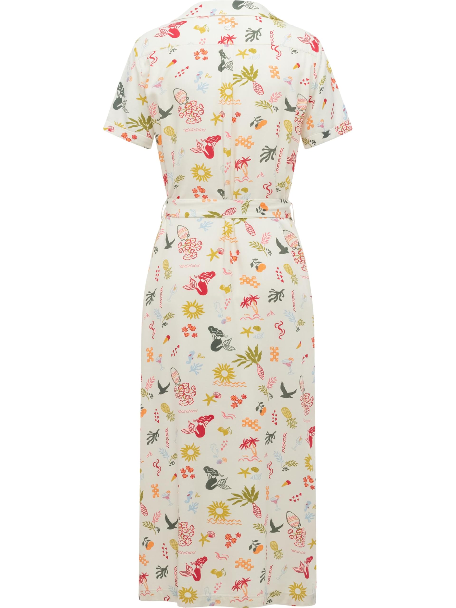 Ragwear Damen festliches Sommerkleid leichtes Kurzarm Midikleid mit Allover-Print Sawira Long Print XS-XXL