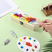 Vista 4 de 1 Pack Caja de madera sin terminar con tapa con bisagras y cierre frontal, caja de joyería de madera sin pintar para proyectos de arte DIY