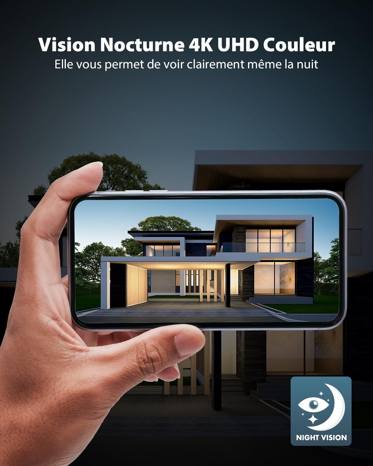 COCOCAM 4K 8MP Camera Surveillance WiFi Exterieure sans Fil | Batterie 10000mAh, Panneau Solaire Réglable 5W, Détection IA, Détection Humaine PIR, 355°P 90°T, Wi-Fi 2,4 GHz, IP66, Wi-Fi 6