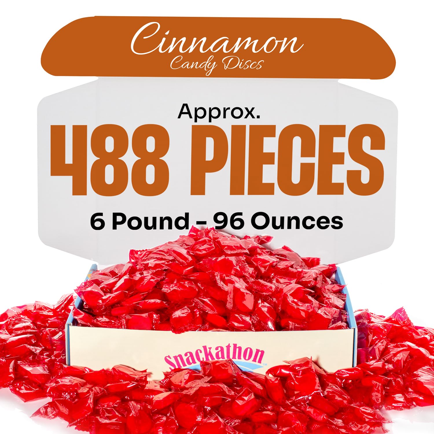 Snackathon Individually Wrapped Bulk Hard Candy Discs (6 Pound, Cinnamon)