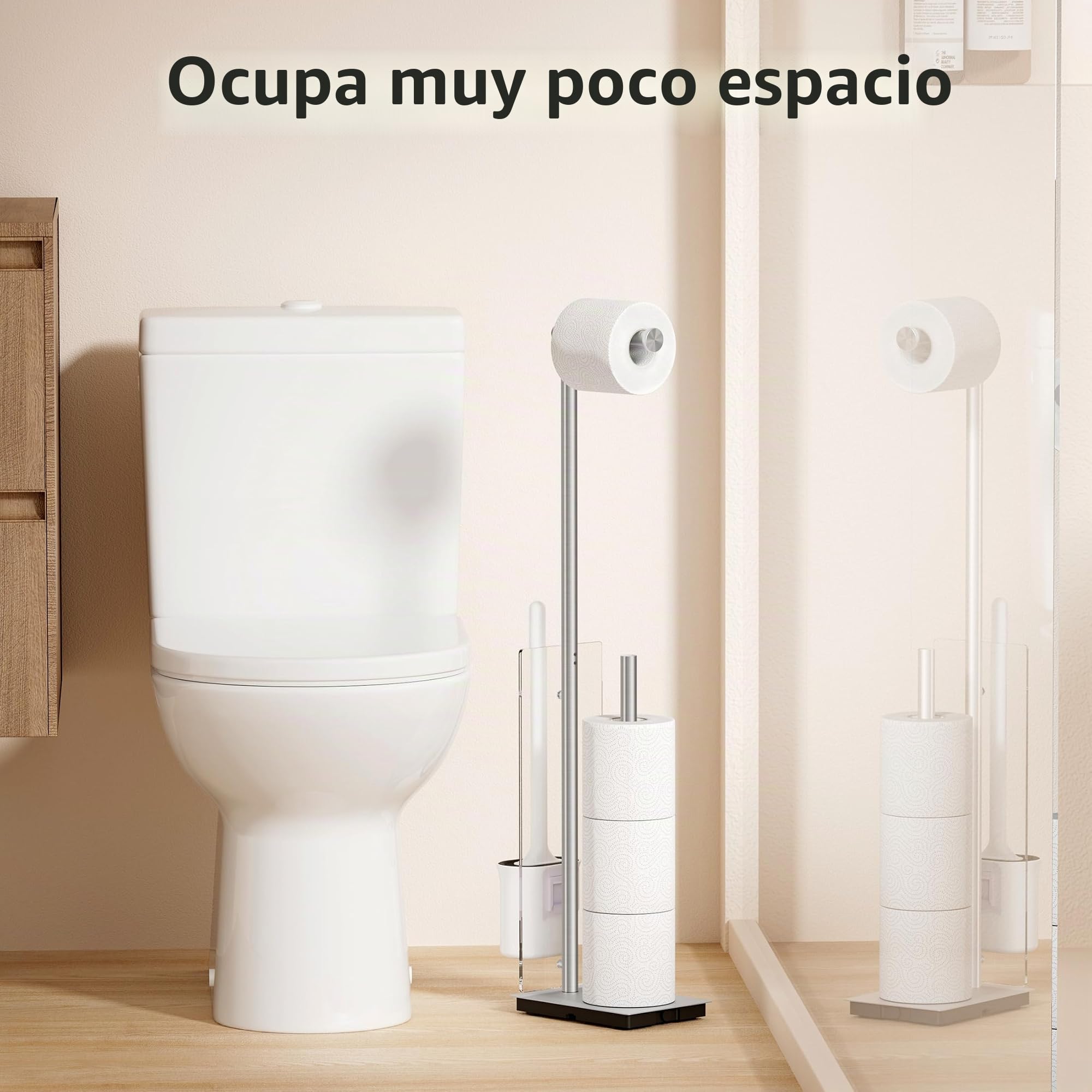 KES Portarrollos de Papel higiénico de pie con escobilla Desmontable, Soporte para Rollos de Papel higiénico de Acero Inoxidable Sus 304 Cepillado, BPH232-2