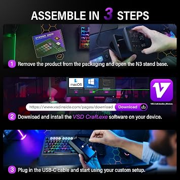 Treaslin N3 Programmable Stream Controller Deck with LCD Keys&Knobs-Custom Macro Keypad for Streaming(OBS,Twitch,YouTube),Content Creation (Adobe)&Gaming-Win&Mac