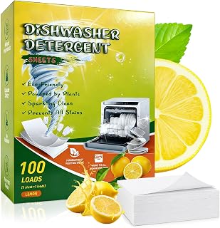100Stk. Plastikfrei Biologisch Abbaubar Spülmaschinen Reiniger,Zitronenduft Geschirrspültabs, Schnell Auflösend, Portabel für Haushalt und Camping