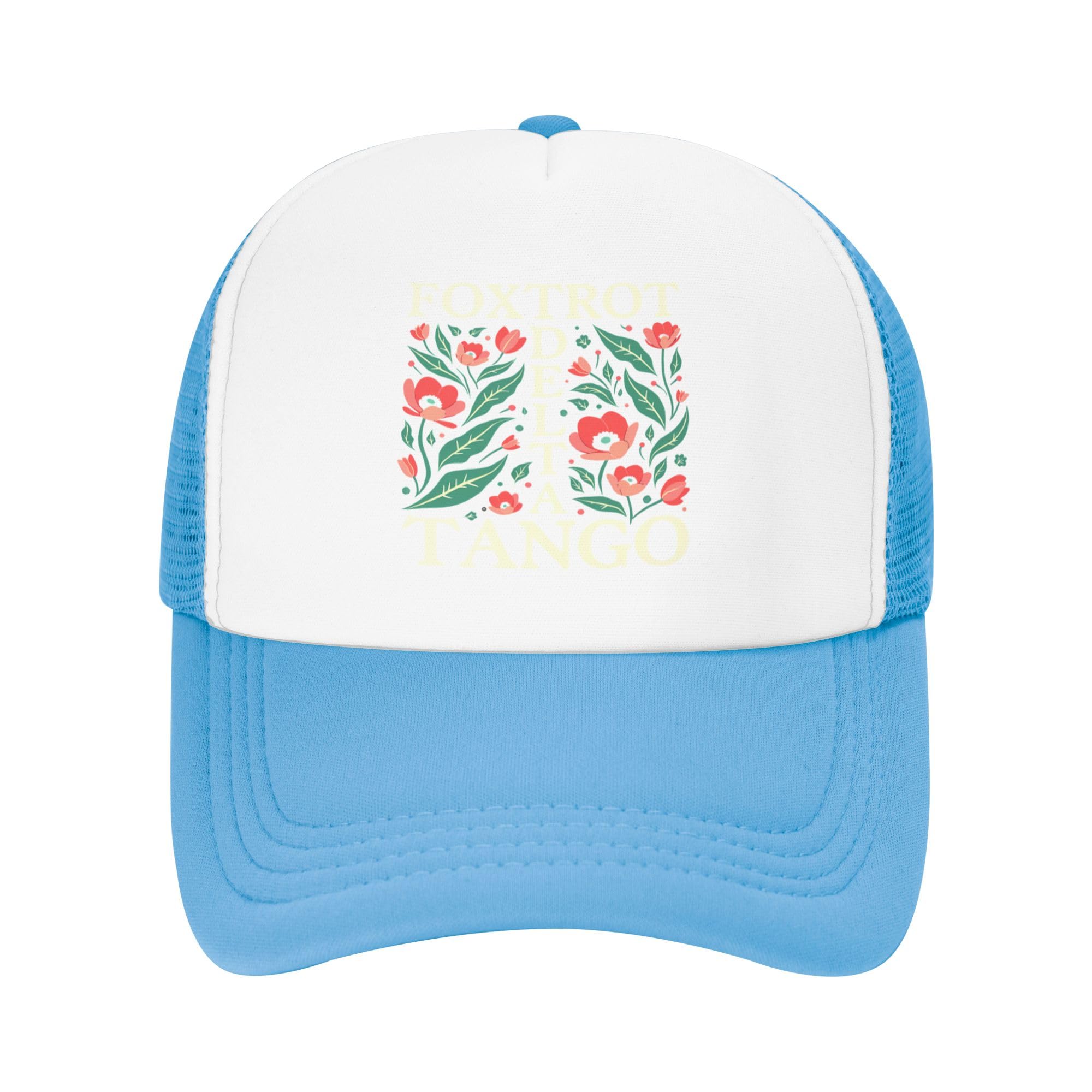 FDT Floral Resist Trucker Hat Foxtrot Delta Tango Baseball Cap Mesh Back Adjustable Hats for Kids - Sky Blue