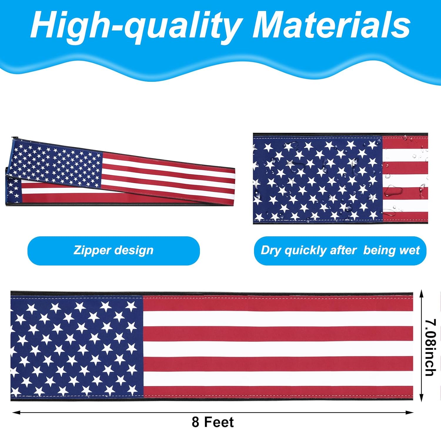 Junkin Pool Handrail Cover 8 ft Swimming Pool Ladder Hand Rail Cover with Zippers Slip Resistant Railing 250th Anniversary Flag 4th of July Patriotic Rail Grip for Inground Swimming Pools