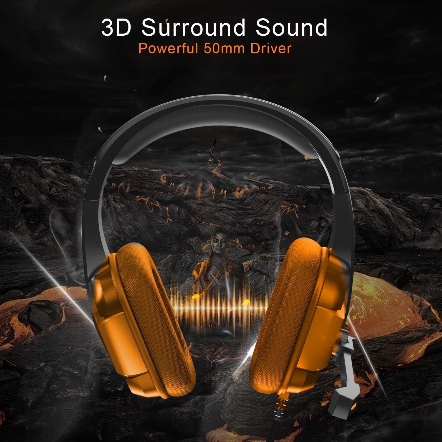 RUMIXI PS4 Gaming Headset,Xbox One Headset with 7.1 Surround Sound Stereo,Gaming Headphones with Noise Cancelling Mic,Soft Memory Over Ear PS4 Headset with LED Light for PC/Xbox one/Mac/ PS4