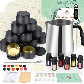 SAEUYVB Candle Making Kit for Adults - Full Set Candle Making Supplies - Soy Candle Kit - DIY Starter Scented Soy Candle Making Kit - Perfect Decoration for Family Life