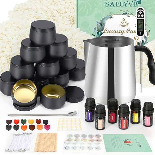 SAEUYVB Candle Making Kit for Adults - Full Set Candle Making Supplies - Soy Candle Kit - DIY Starter Scented Soy Candle Making Kit - Perfect Decoration for Family Life - 12 pcs candle tins kit