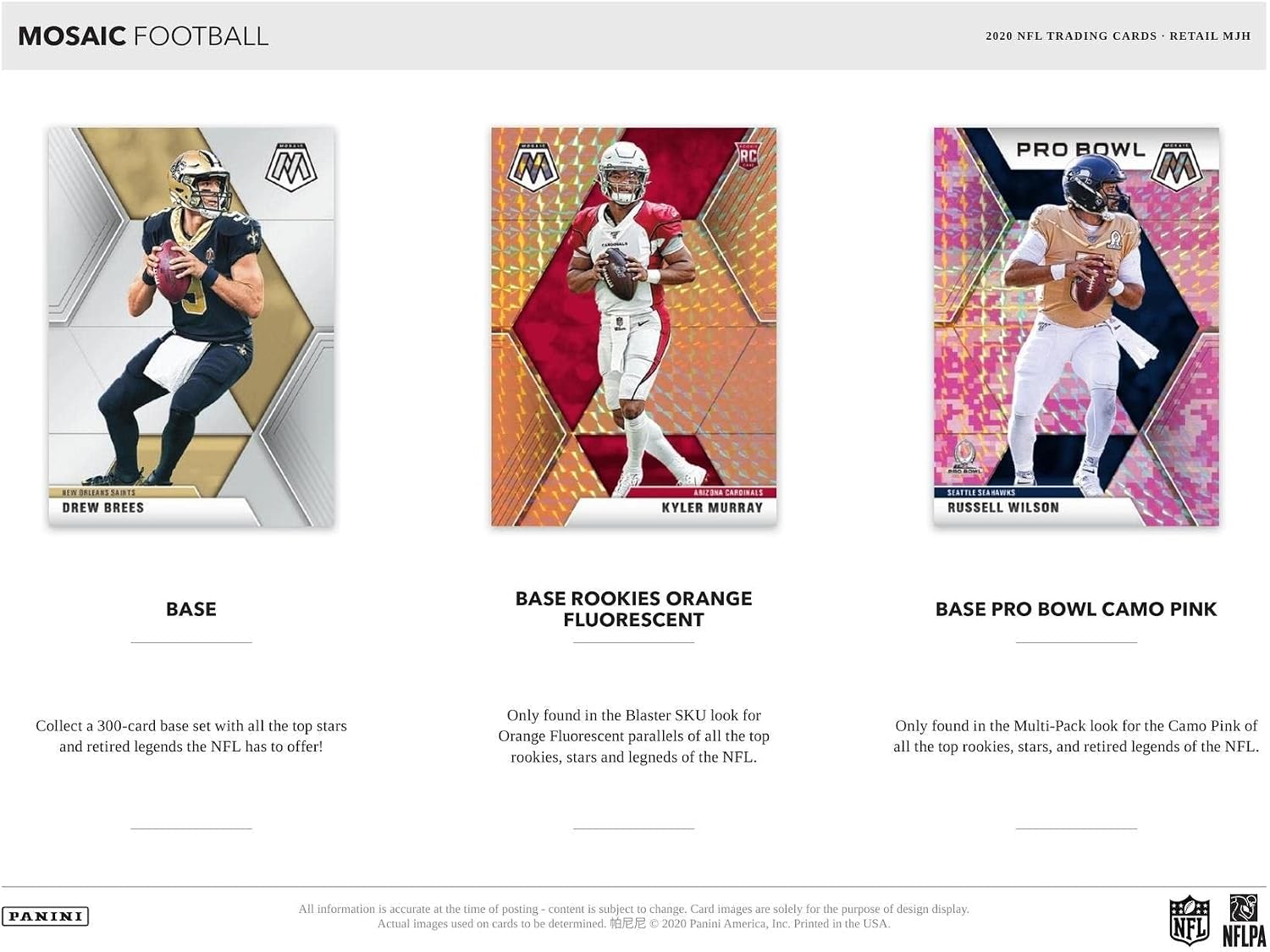 2020 Panini Mosaic NFL Football MEGA EXCLUSIVE box (40 cards/box)