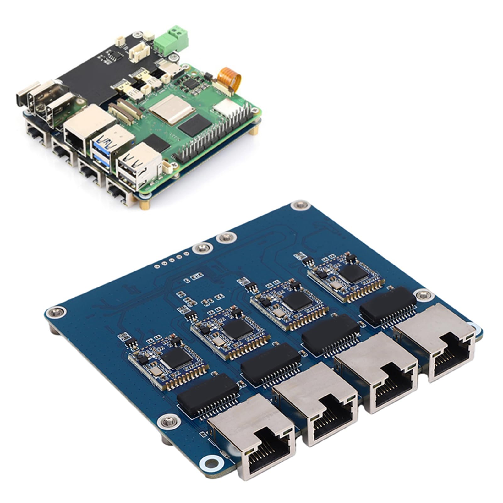 Generic Placa de Expansión PCIe a 4 Canales 2,5G Eth con Transferencia de Datos Estable para Adaptador Ethernet Rasp Pi 5 Listo para Usar