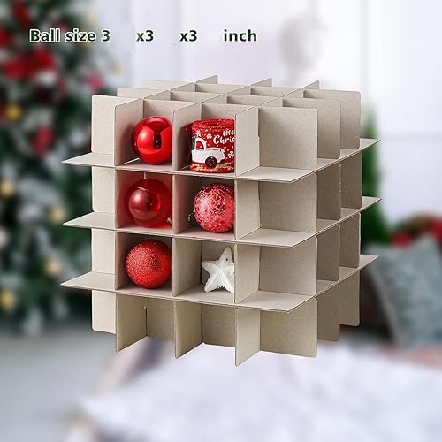 Miniatura 3 de Caja de almacenamiento de adornos navideños con cierre de cremallera 1 unidad, capacidad para 128 bolas de Navidad, organizador de almacenamiento de