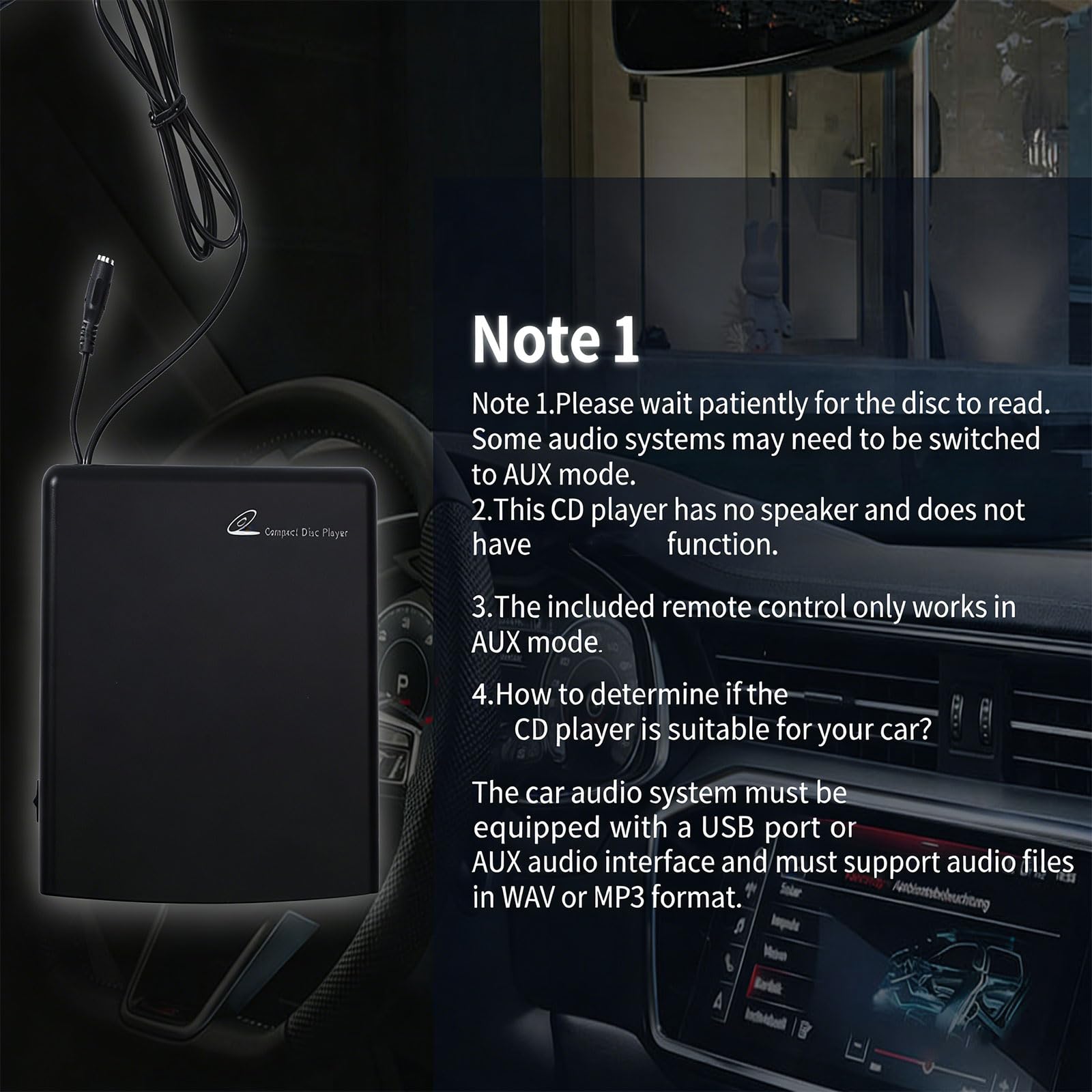 Leichter Musikplayer Fahrzeug mit USB Anschluss und einfacher Steuerung für reibungslose Funktion Globaler Auto Disc Player