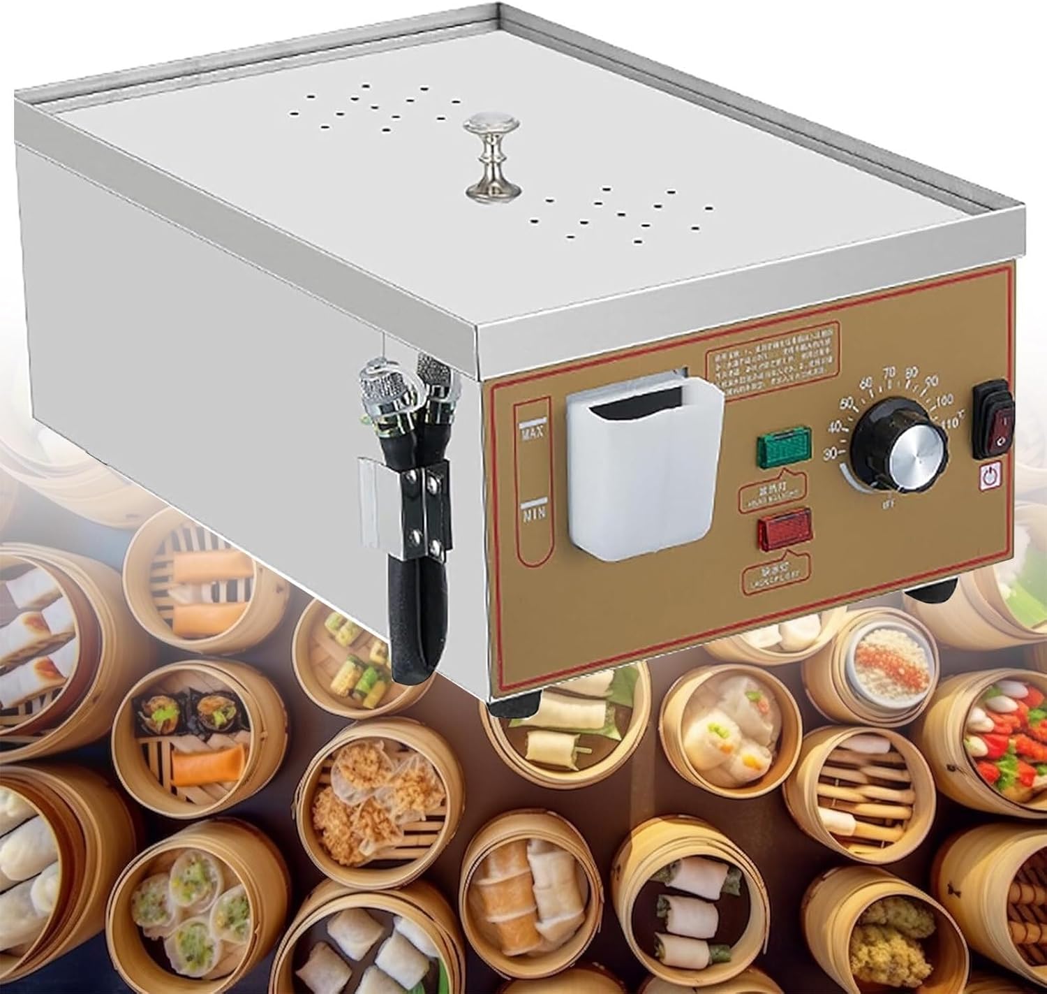 Commercial Steamed Buns Machine,2 Hole Steamer,Steamer Size 13-20cm, Stainless Steel, Steamer for Home Store,Hole