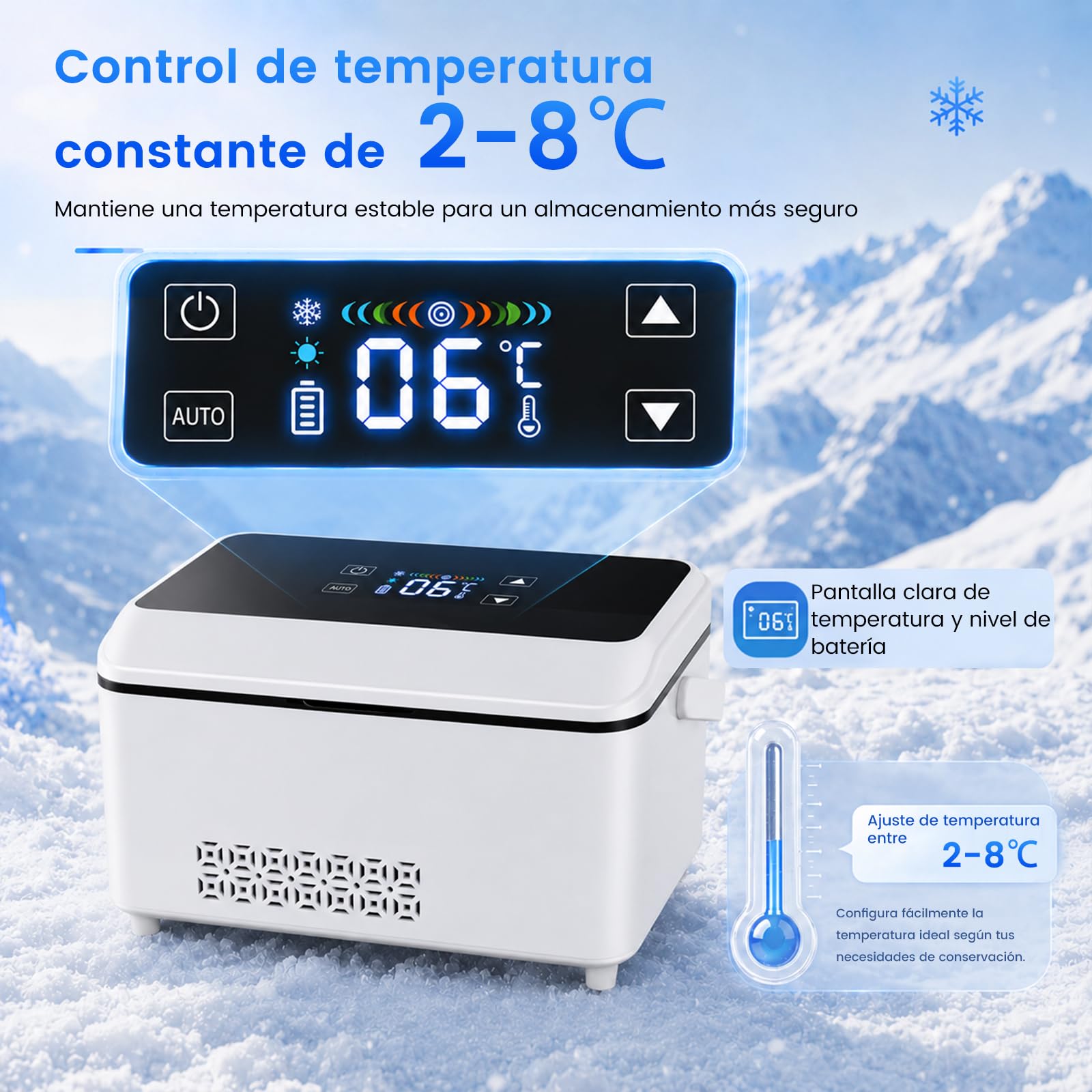Nevera para Insulina, Nevera Medicamentos Portatil 2-8°C Alta Capacidad Estuche Refrigerador Bolsa para Diabéticos Enfriador Eléctrico de Insulina con USB para Viajes Largos Diarios