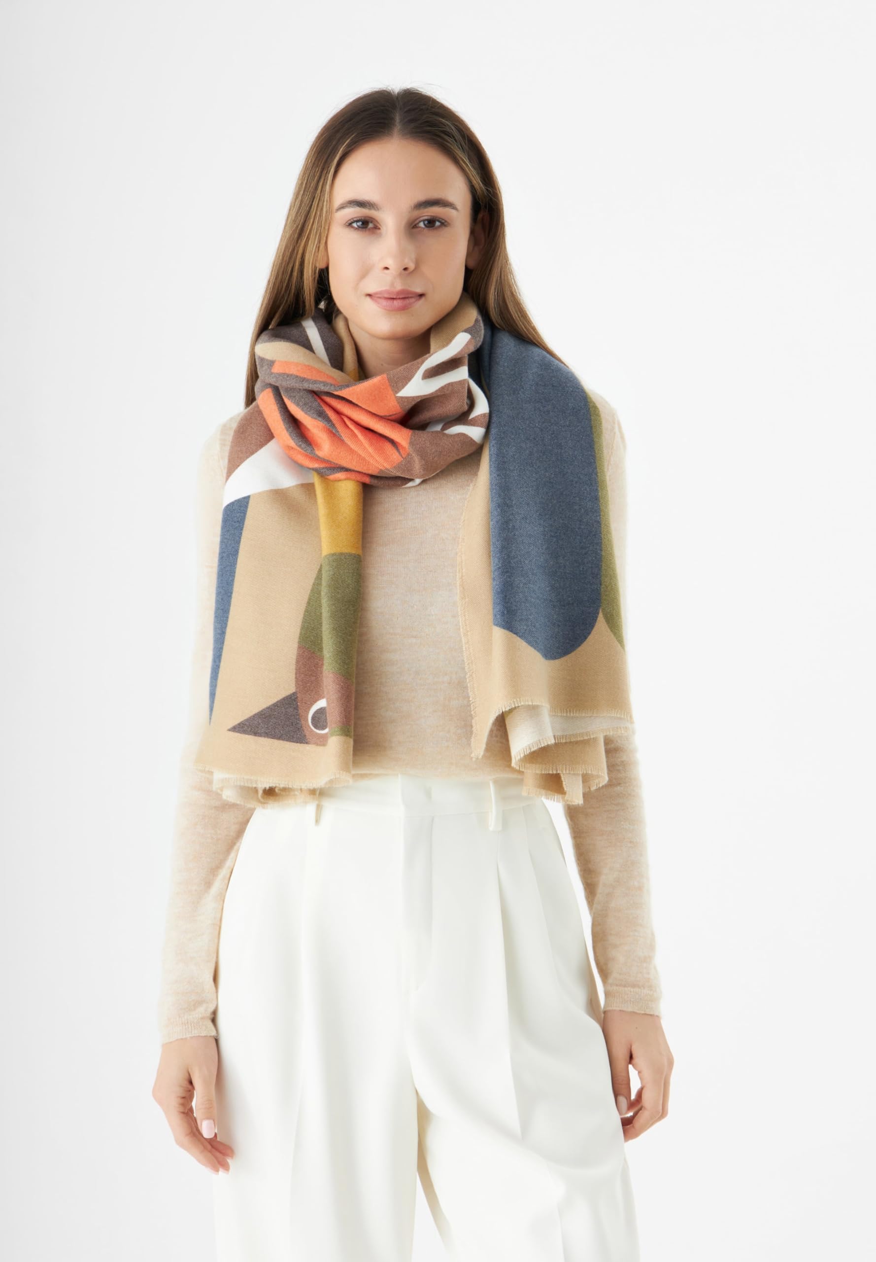CODELLO PRINTED SCARF POLYESTER/VISCOSE FOX - 90X180CM