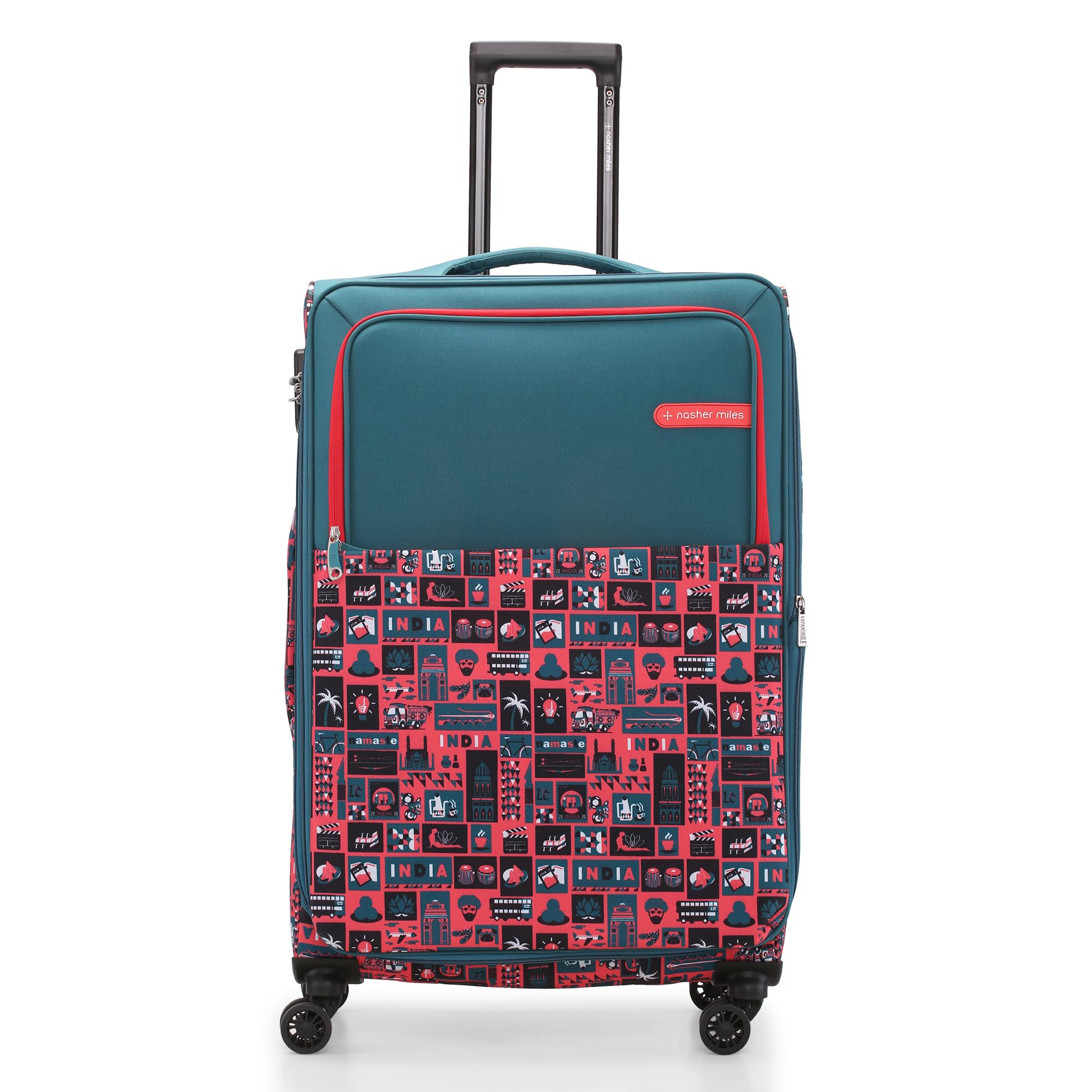 India Expander Soft-Sided Polyester Check-in Luggage Teal 28 inch |75 Trolley Bag