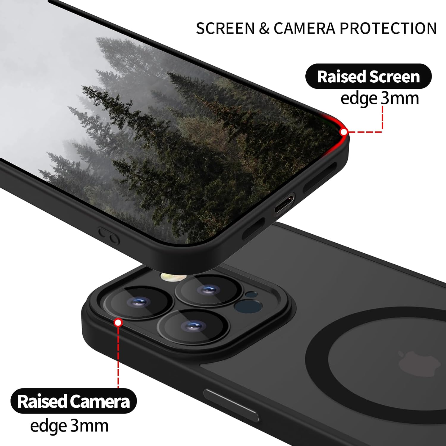 Phone Case for iPhone 12 Pro Max Case Compatible with MagSafe, YUANDMI Case for iPhone 12 Pro Max Magnetic Slim Thin Translucent Matte Back Shockproof Anti-Yellow Protective Cover Case Black - Image 2