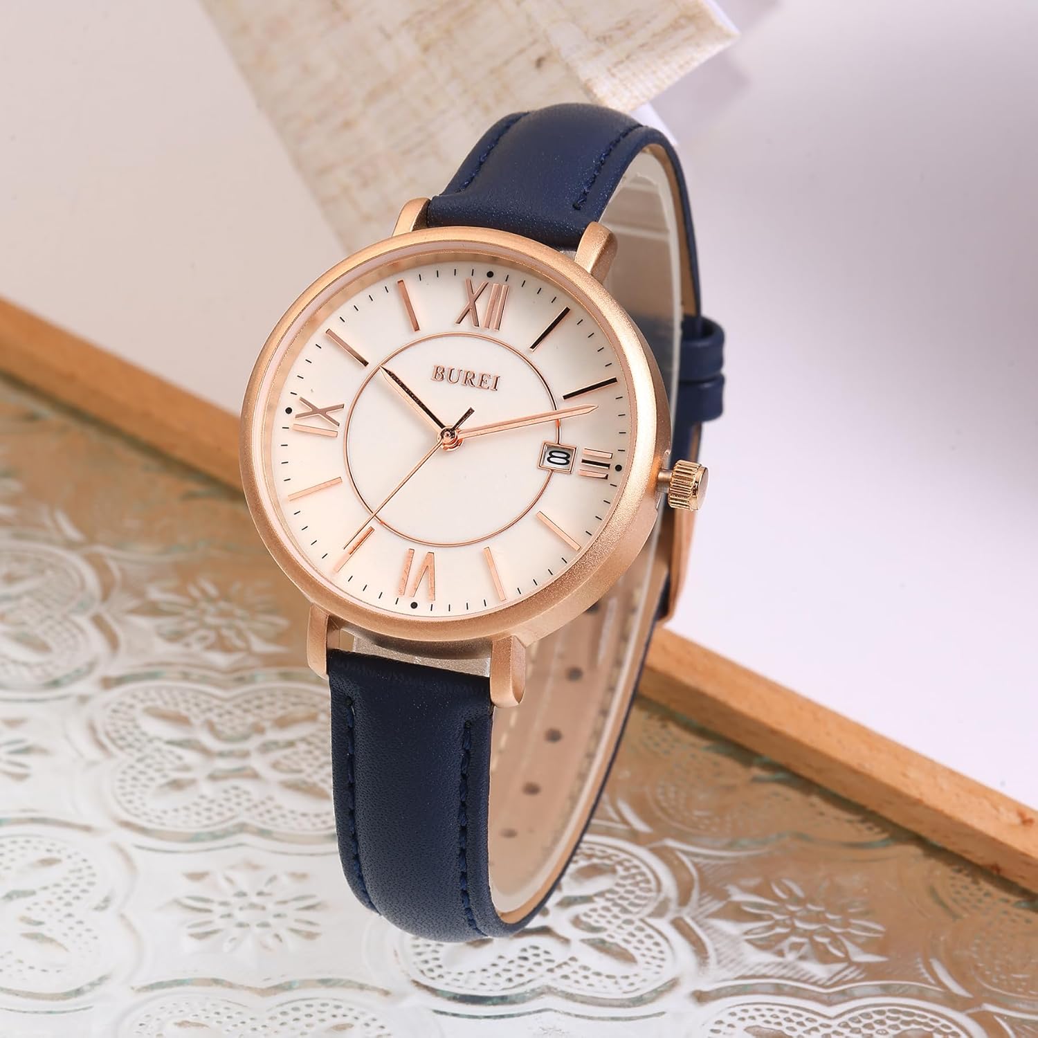 BUREI Women Wrist Watches Fashion Minimalist Analog Leather Quartz Waterproof Watches for Women - Image 2