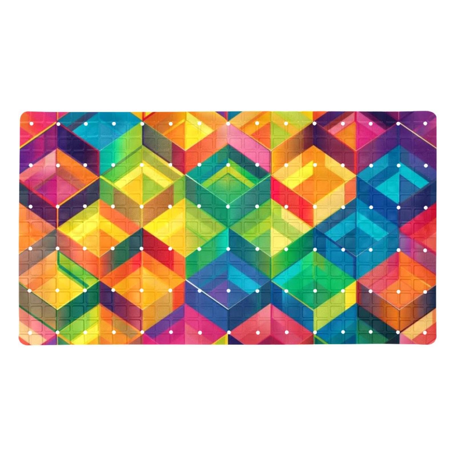 Tapis de bain antidérapant de qualité supérieure Colorful Ice Cube