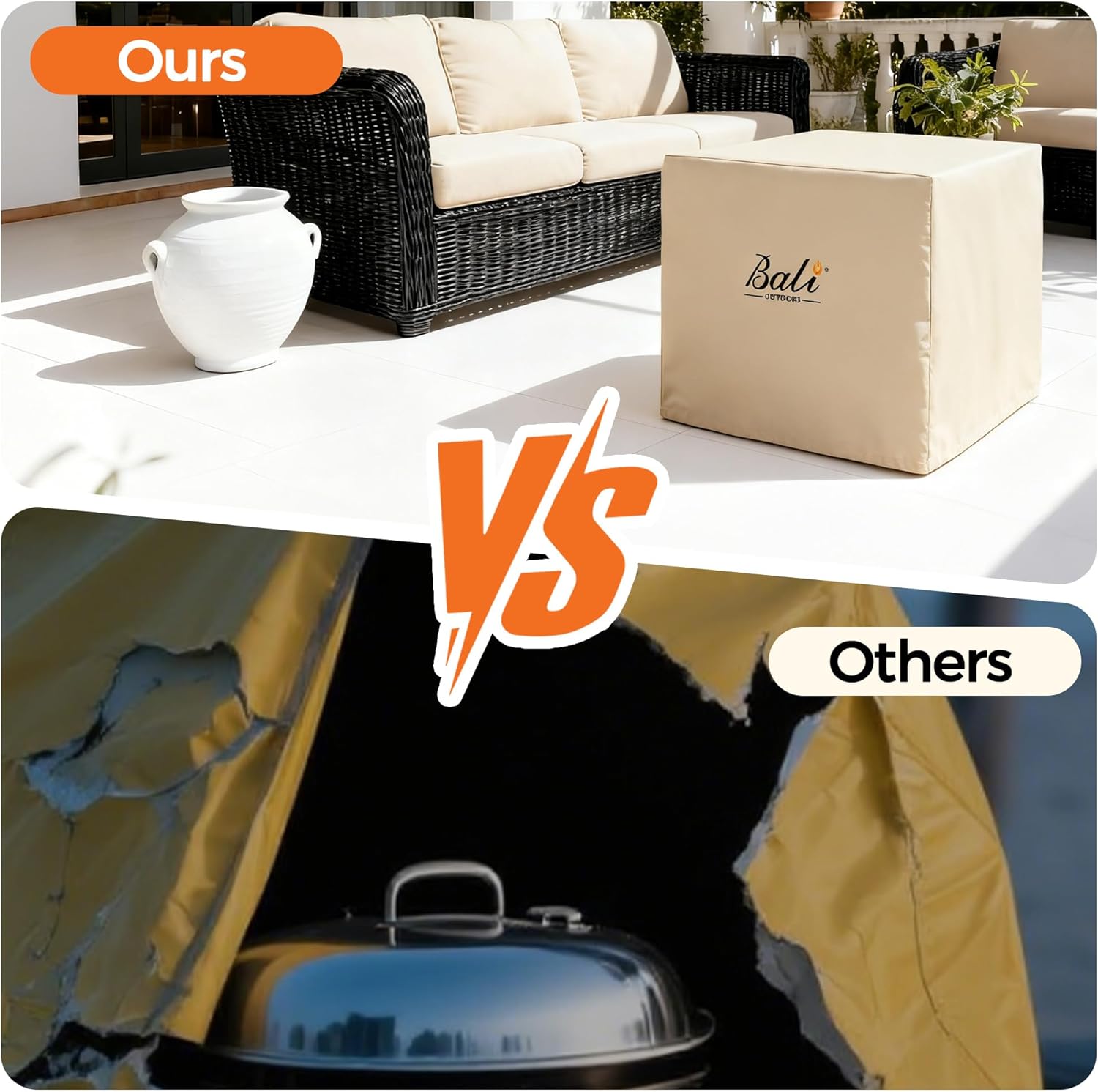 BALI OUTDOORS 30 Inch Square Patio Fire Pit Table Cover, Heavy Duty, Waterproof and Weather Resistant Oxford Fabric Cover, Brown