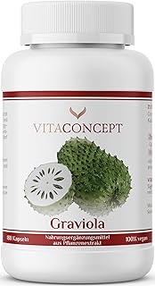 Vitaconcept I Graviola Extrakt 2000 mg I 180 Kapseln I hochdosiertes Graviola 10:1 Fruchtextrakt I vegan I laborgeprüft