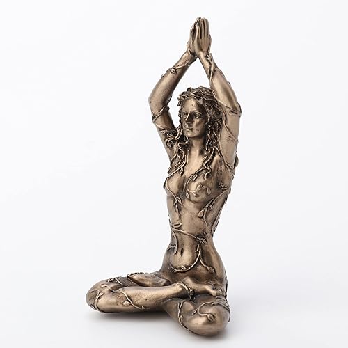 Miniatura 6 de Veronese Design 3 3/8" Earth Spirit Gaia Lotus Pose - Figura de resina pintada a mano con acabado de bronce